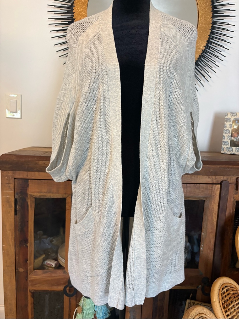 Anthropologie ANGEL of the NORTH Light Grey Long Sweater Topper Wrap!  Small